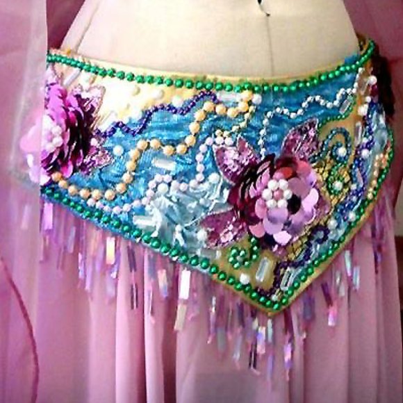 Ameynra Belly Dance Costume Pink Full Set Sz S New - Picture 3 of 3